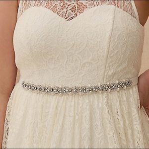 Stretch plus size Ivory beaded belt for dress